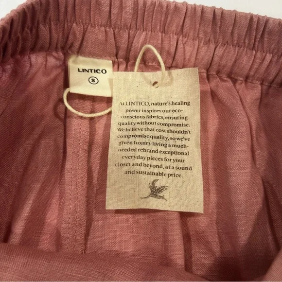 LINTICO 100% linen midi skirt new women’s size small dusty rose airy travel boho - Picture 7 of 16